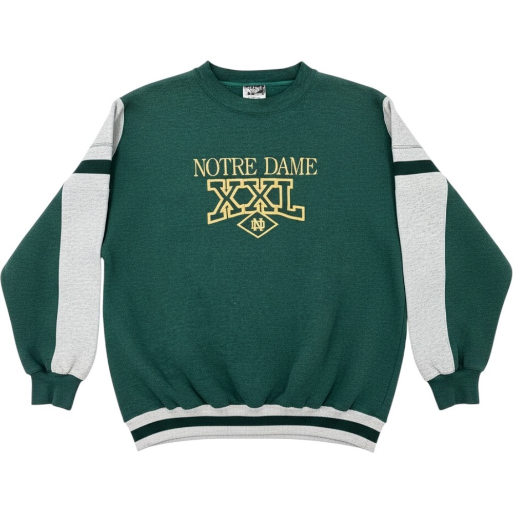 Wolf Sweatshirt Mens XXL Green Notre Dame Fighting Irish Embroidered Vintage